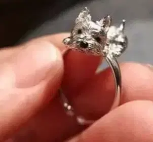 실버 925 각인! 정말 귀여운 테리어 반지 프리 사이즈!