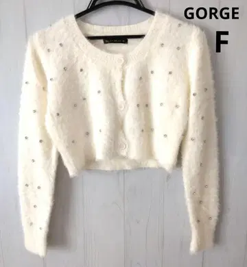GORGE 골지 비쥬 니트 가디건 상의 화이트 프리 사이즈