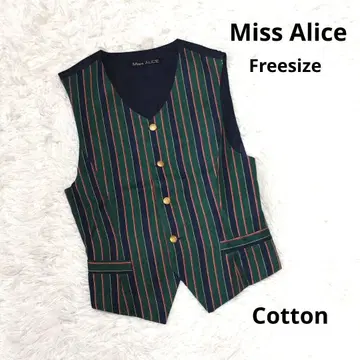 새상품급 Miss Alice 골드 버튼 스트라이프 베스트 프리 사이즈