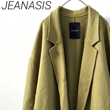 JEANASIS W 비버 R 맥시 코트 포켓 부착 울 혼방 루즈핏