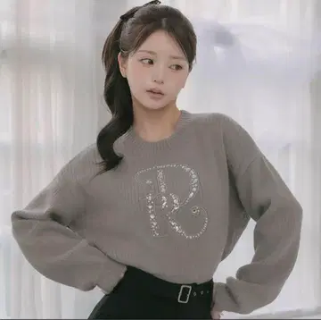Darich 다리치 DR 비쥬 볼륨 리브 니트탑 GRY