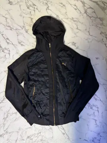 PUMA 블랙 집업 후드티 S