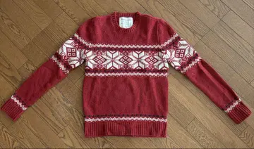 Abercrombie & Fitch 빨간색 눈꽃 패턴 니트 스웨터