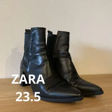 ZARA 블랙 가죽 사이드 고어 부츠