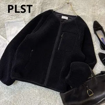 새상품급*플라스테 PLST 보아 자켓 블랙 노카라 블랙