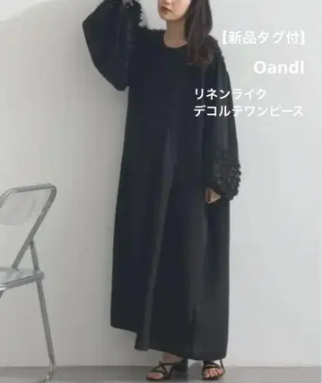 [택 포함 새상품] OandI 오앤아이 린넨라이크 데콜테 원피스