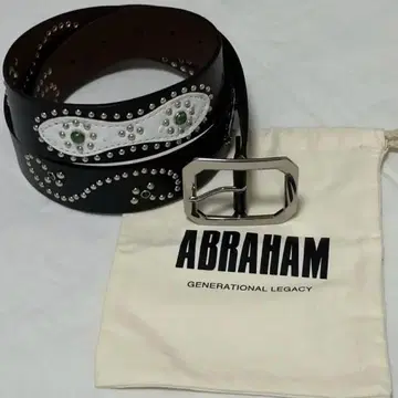 ABRAHAM HTC 유사 스터드 벨트 블랙 화이트