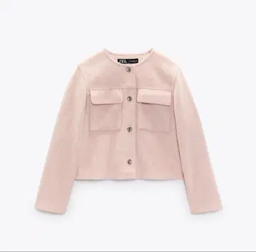 ZARA 크롭 자켓 골드 버튼 핑크