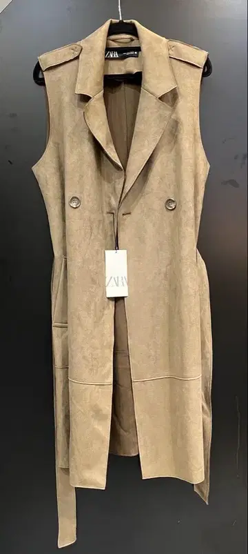 ZARA 자라 베이지 스웨이드풍 롱 베스트