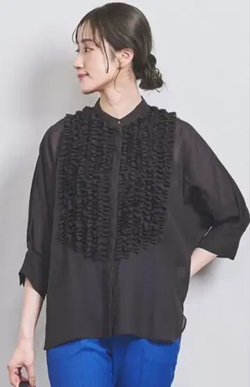 UNITED ARROWS 시어 프릴 셔츠
