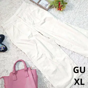 GU 코듀로이 팬츠 (XL) 아이보리 / 와이드 팬츠 / 하이라이즈