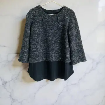 새상품급 UNTITLED 7부 소매 레이어드 니트탑