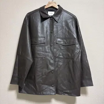 UNITED ARROWS 다크 브라운 가죽 셔츠 자켓