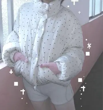 nugu 플라워 도트 다운 아이보리 베이지