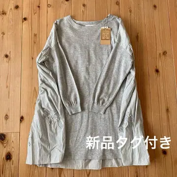 정가 30800엔 비어즐리 테이프 자수 튜닉 니트 일본제 미사용 새상품