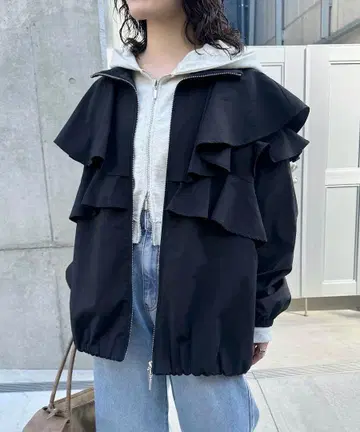 [더블 지퍼] Kastane 프릴 나일론 블루종