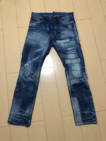 glamb  데미지 가공 패치워크 데님 팬츠
