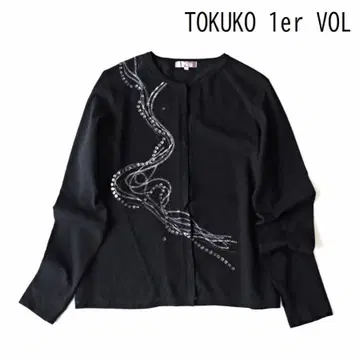 TOKUKO 1er VOL 얇은 소재 스팽글 자수 가디건 블랙