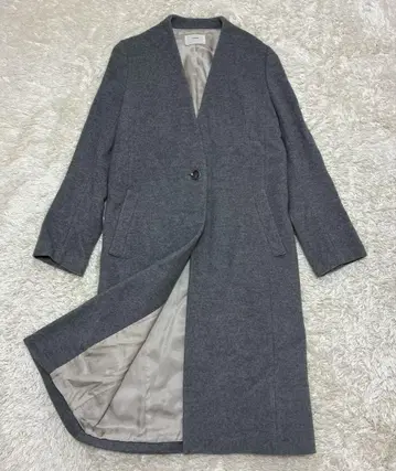 [ 새상품급 ] IENA 노카라 롱 코트 38 그레이