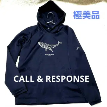 컨디션 최상 CALL & RESPONSE 블랙 후드티 광택 샤이닝