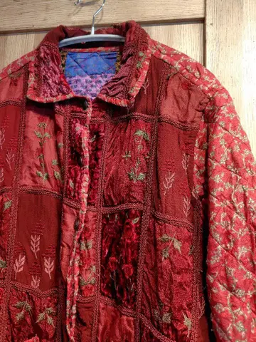 빈티지 퀼트 리버서블 퀼팅 패치워크 자켓 레드
