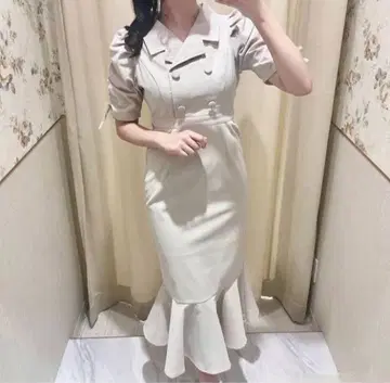 evelyn 오픈 카라 머메이드 OP 원피스
