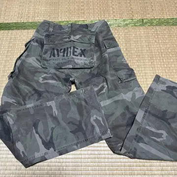 레어 AVIREX 아비렉스 카모플라쥬 카고 팬츠 로고 대