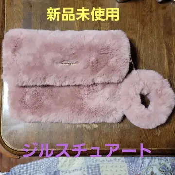 미사용 새상품 [ 질스튜어트 페이크 퍼 클러치백 ] 살몬 핑크