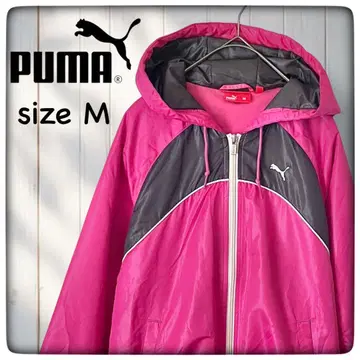 PUMA 후드 부착 윈드 브레이커 M 핑크 [ 구제 의류 ]