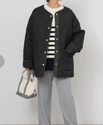 relume [ 추가 ] MINI RIP 퀼팅 블루종 블랙 프리 사이즈
