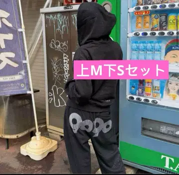 9090 girl 로고 글리터 BK 셋업