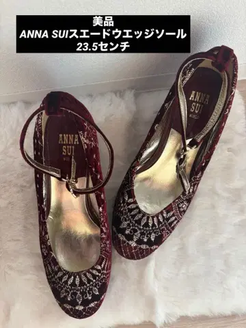 새상품급 ANNA SUI 버건디 벨벳 웨지솔