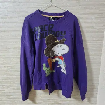 [ S ] PEANUTS 맨투맨 스누피 퍼플 자수