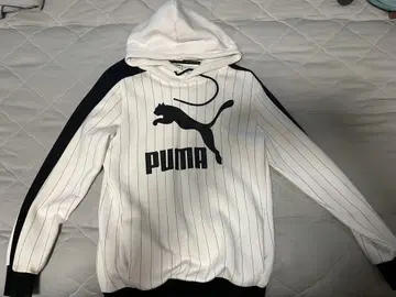 PUMA 스트라이프 후드티 화이트/네이비