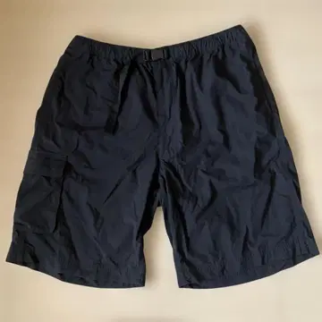 숏팬츠 카고 블랙 버클 벨트 허리밴딩 파라슈트 크로스