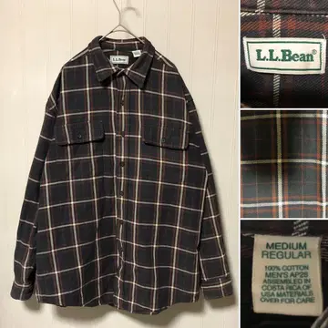 인기 L.L.Bean 체크 헤비 플란넬 셔츠 코튼 100 블랙 M