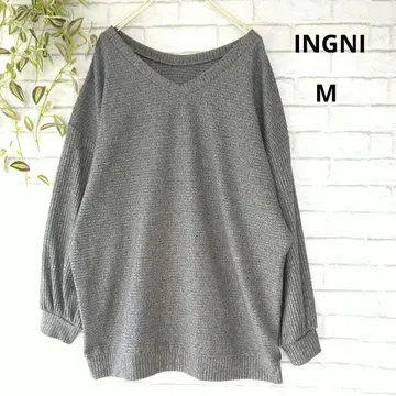 [INGNI] 그레이 V넥 긴팔 티셔츠 루즈핏 M