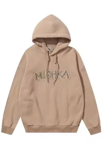 MISHKA 자수 로고 후드 부착 후드티 베이지