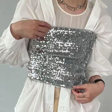 스팬 스트레치 뷔스티에 실버 츄크라 ZARA 오샤레 스팽글