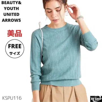 UNITED ARROWS 노르만디 린넨 아이렛 니트 7부 소매