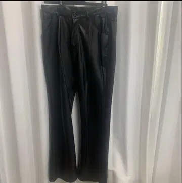블랙 플레어 팬츠 합성 피혁
