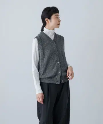 거의 미사용 카구레 드라이 코튼 슬리브리스 가디건 그레이