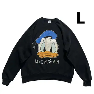 80s 90s USA제 도널드 덕 맨투맨 L 블랙 MICHIGAN