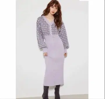 R 모노그램 니트 OP