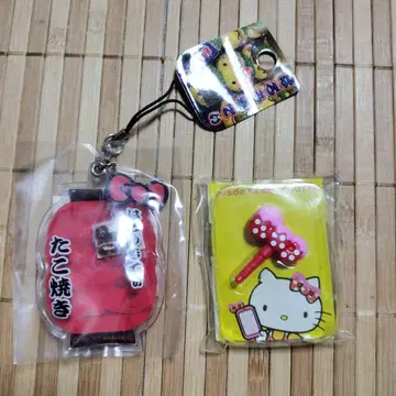 [새상품] 타코야키 에어백 스트랩 헬로키티 미스터도넛 콜라보 이어폰 잭