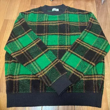 MALENKII 체크 니트 스웨터 한국 패션 니트 남성용