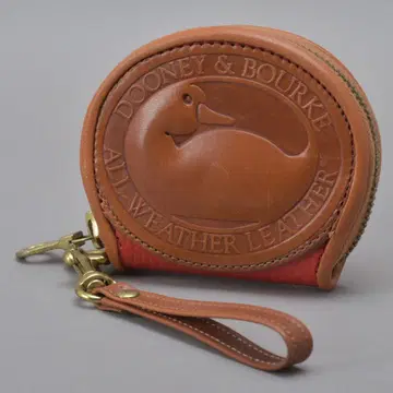 새상품급 두니앤버크 코인 케이스 가죽 라운드 지퍼 브라운 레드