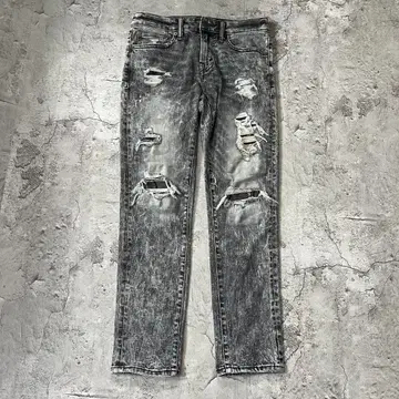 AMERICAN EAGLE 케미컬 워시 데미지 데님 스키니 블랙