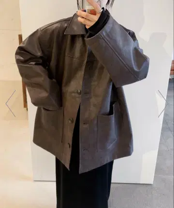 SELECT MOCA 스텐칼라 페이크 가죽 자켓