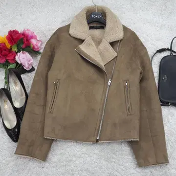 H74*자라 보아 자켓 블루종 브라운 L